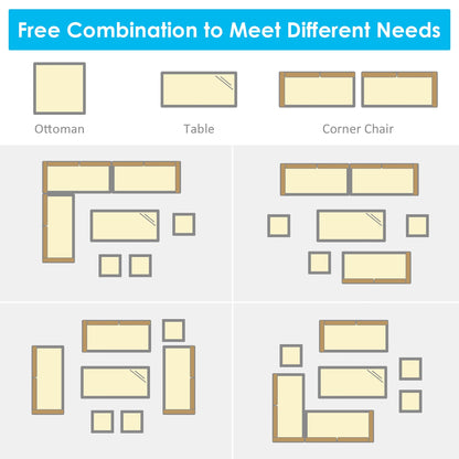 Ensemble de salle à manger en rotin Costway 7 pièces avec canapé sectionnel et pouf - Voir les détails