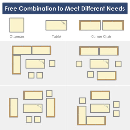 Ensemble de salle à manger en rotin Costway 7 pièces avec canapé sectionnel et pouf - Voir les détails