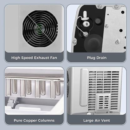 Machine à glaçons de comptoir, glaçons prêts en 6 à 8 minutes avec pelle à glaçons et panier