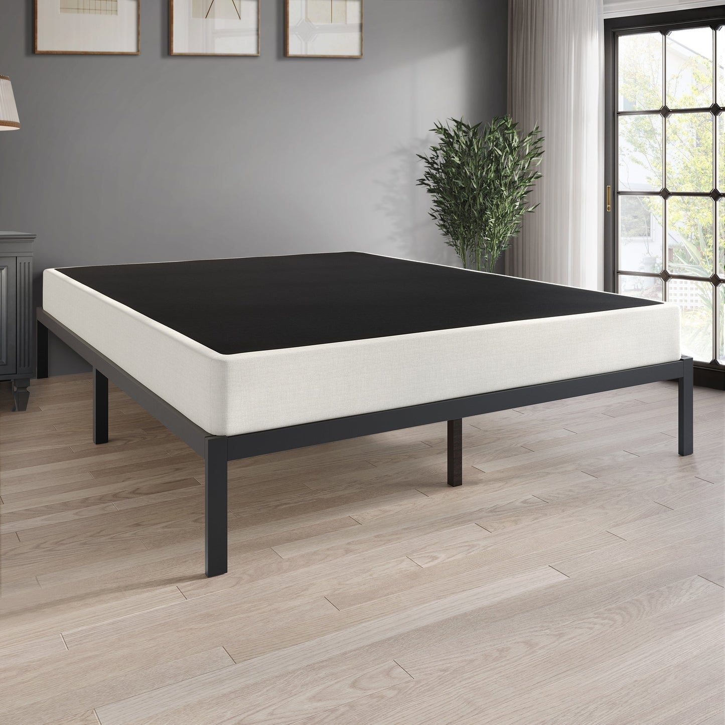 Sommier à ressorts en métal CraftPorch de 5 pouces avec housse en lin gris chaud