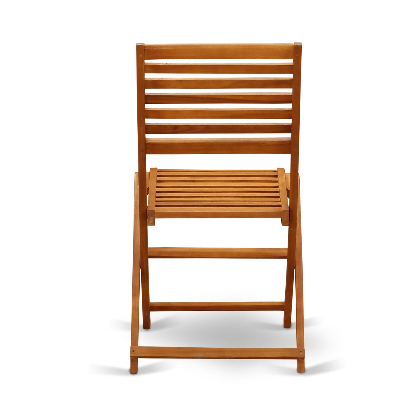 L'ensemble de bistrot d'extérieur East West Furniture comprend une table basse ronde en bois et 2 chaises pliantes, huile naturelle