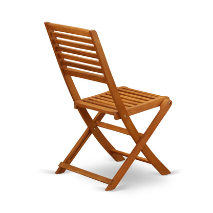 L'ensemble de bistrot d'extérieur East West Furniture comprend une table basse ronde en bois et 2 chaises pliantes, huile naturelle