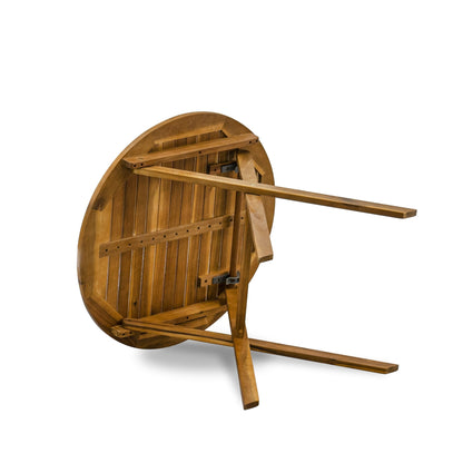 L'ensemble de bistrot d'extérieur East West Furniture comprend une table basse ronde en bois et 2 chaises pliantes, huile naturelle