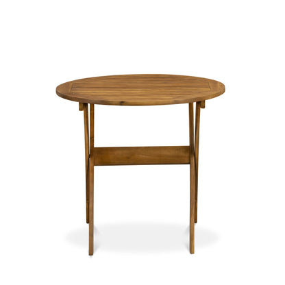 L'ensemble de bistrot d'extérieur East West Furniture comprend une table basse ronde en bois et 2 chaises pliantes, huile naturelle