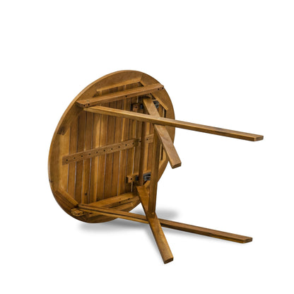 L'ensemble de bistrot d'extérieur East West Furniture comprend une table basse ronde en bois et 2 chaises pliantes, huile naturelle