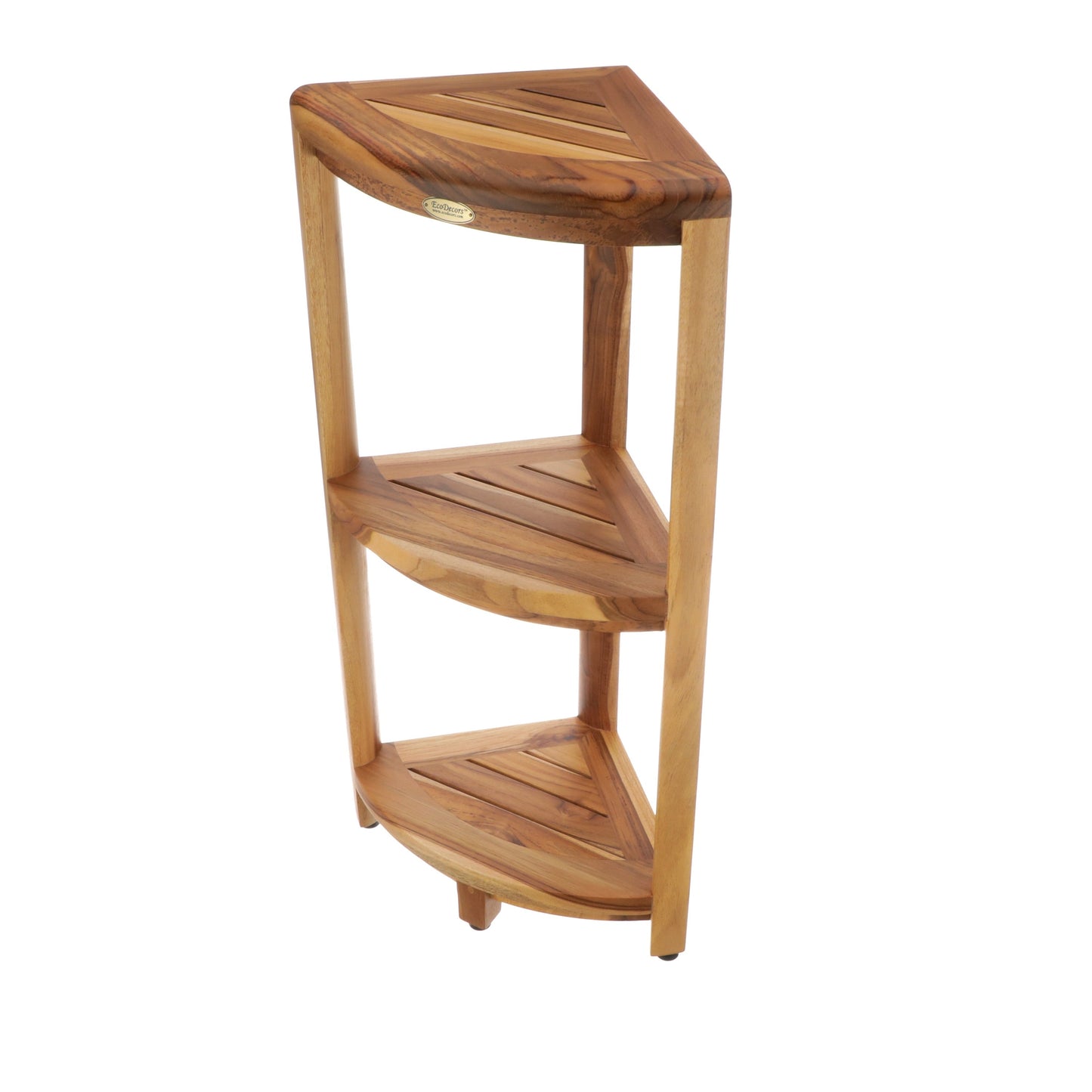 Table de douche à 3 niveaux EcoDecors, étagère de douche sur pied, étagère de douche en teck, support de rangement de douche, étagère en teck, étagère de douche en teck