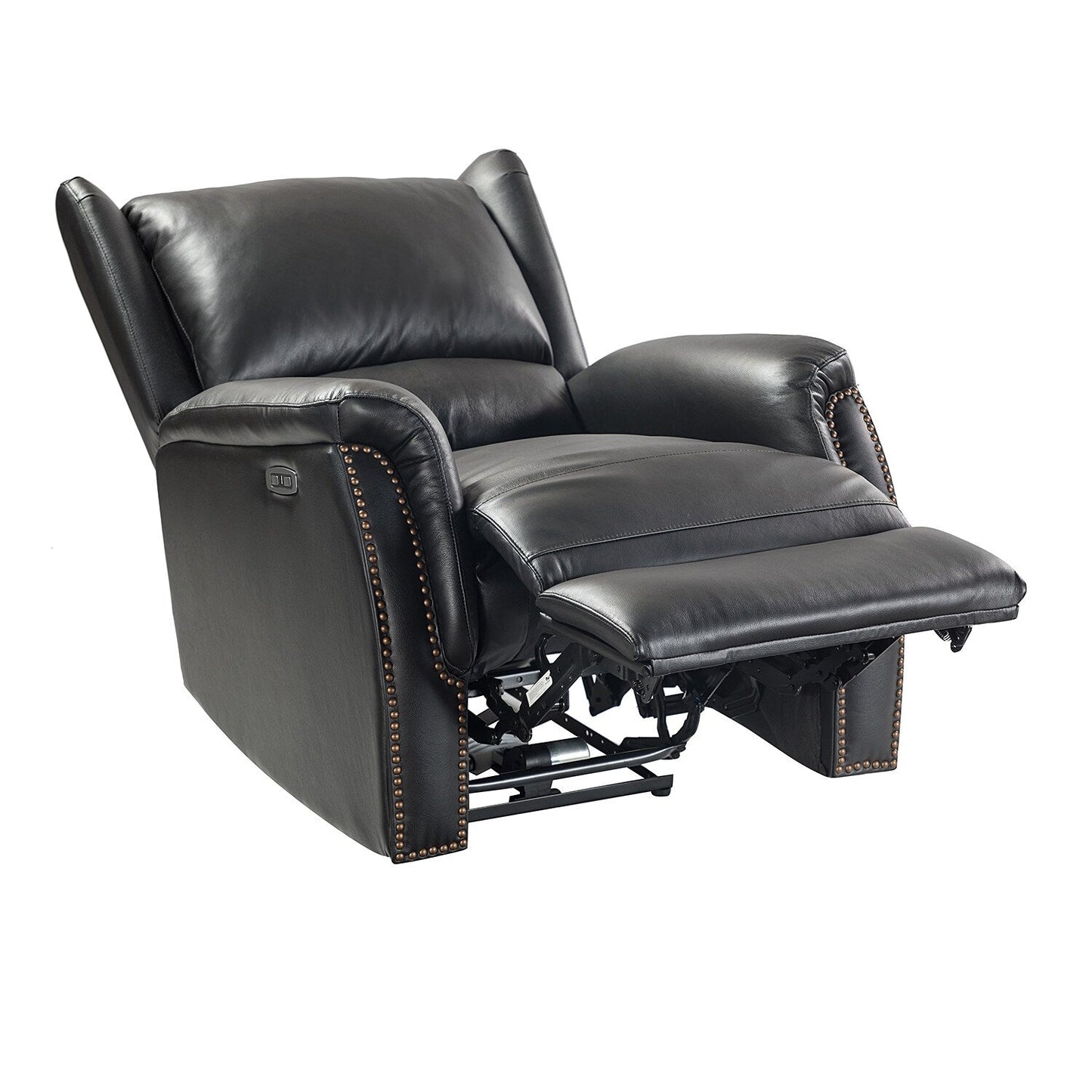 Fauteuil inclinable électrique en cuir véritable Eduardo avec port USB, lot de 2