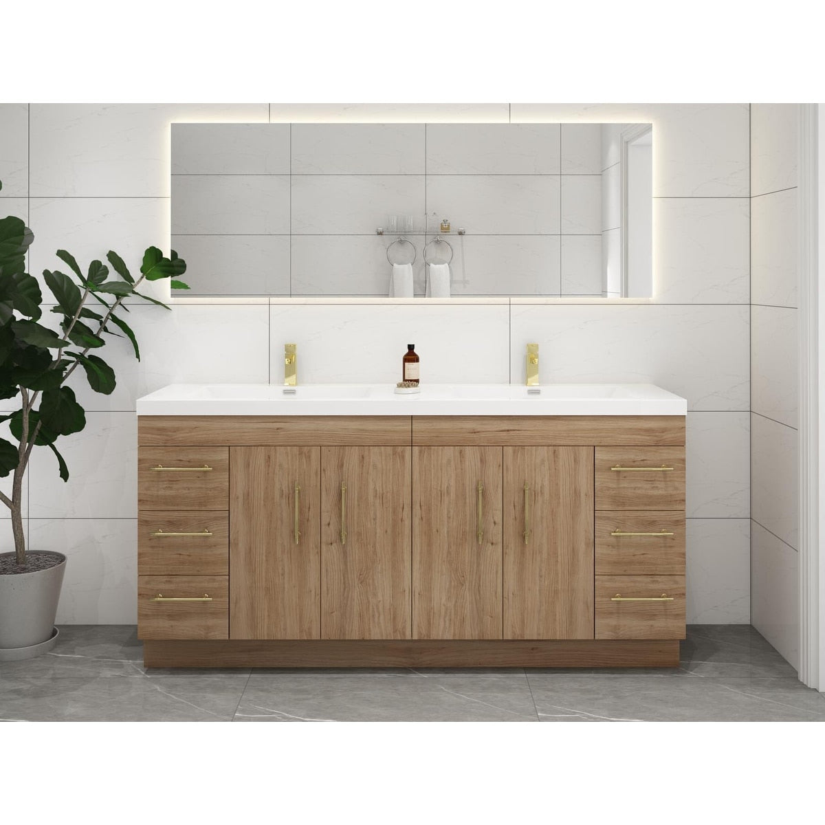 Meuble-lavabo autoportant Eliza de 72 po avec double vasque