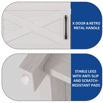 Meuble TV Farmhouse pouvant accueillir jusqu'à 65 téléviseurs avec portes et étagères ouvertes Console multimédia Prise de courant