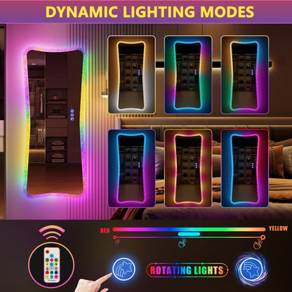 Miroir pleine longueur avec lumières RVB - Blanc