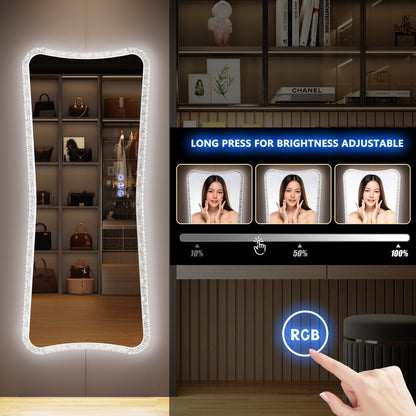 Miroir pleine longueur avec lumières RVB - Blanc