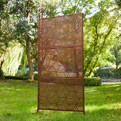 Paravent de confidentialité à 3 panneaux galvanisé à motifs floraux de 6 pieds de Glitzhome