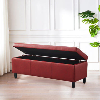 Pouf de rangement rectangulaire rembourré 50,3 x 17,50 x 18 po - Similicuir