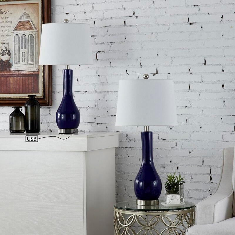 Ensemble de lampes de table en céramique 28,5 avec port USB (lot de 2)