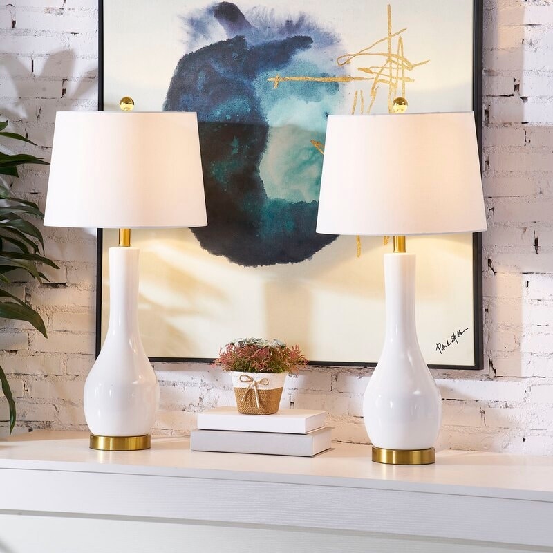 Ensemble de lampes de table en céramique 28,5 avec port USB (lot de 2)