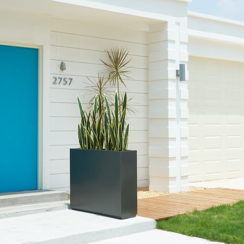 Jardinière métallique lourde pour plantes d'extérieur, 96 x 25 x 76 cm (L x l x H) de hauteur et de longueur, avec séparateur en métal - 96 x 76 x 25 cm