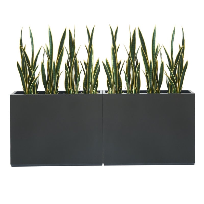 Jardinière métallique lourde pour plantes d'extérieur, 96 x 25 x 76 cm (L x l x H) de hauteur et de longueur, avec séparateur en métal - 96 x 76 x 25 cm