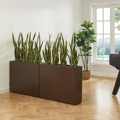 Jardinière métallique lourde pour plantes d'extérieur, 96 x 25 x 76 cm (L x l x H) de hauteur et de longueur, avec séparateur en métal - 96 x 76 x 25 cm