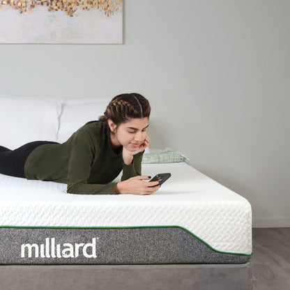 Matelas en mousse à mémoire de forme Milliard 10 pouces ferme, Bed-in-a-Box/Soulagement de la pression, Classique