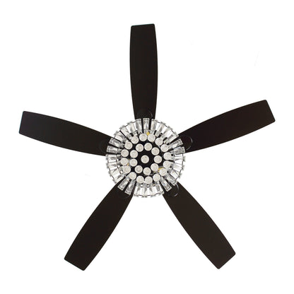 Ventilateur de plafond moderne en cristal chromé de 52 pouces avec télécommande