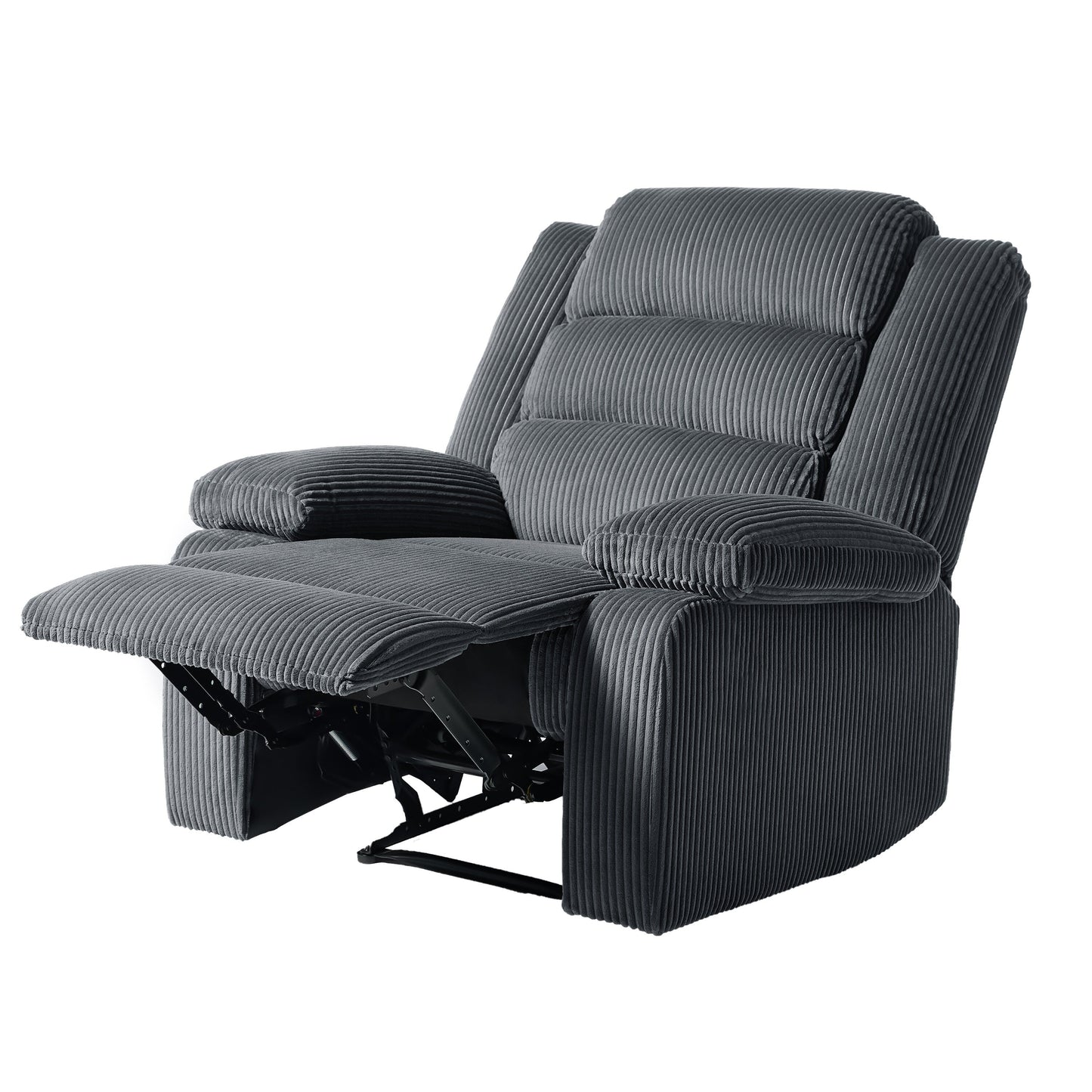 Fauteuil inclinable manuel moderne en velours côtelé, fauteuil inclinable réglable avec accoudoirs larges