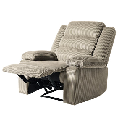 Fauteuil inclinable manuel moderne en velours côtelé, fauteuil inclinable réglable avec accoudoirs larges