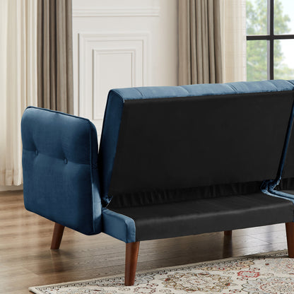 Canapé-lit futon moderne, canapé-lit convertible avec pieds fuselés en bois, 78,35 l, petit canapé à dossier divisé pour salon