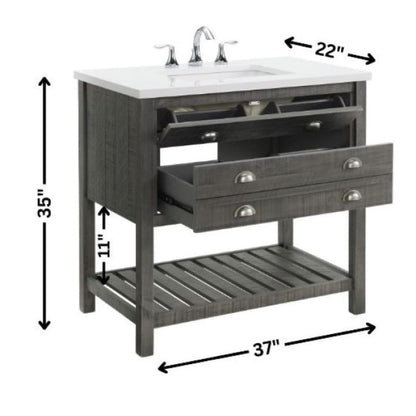 Meuble-lavabo simple de style ferme Monterey 37 avec dessus