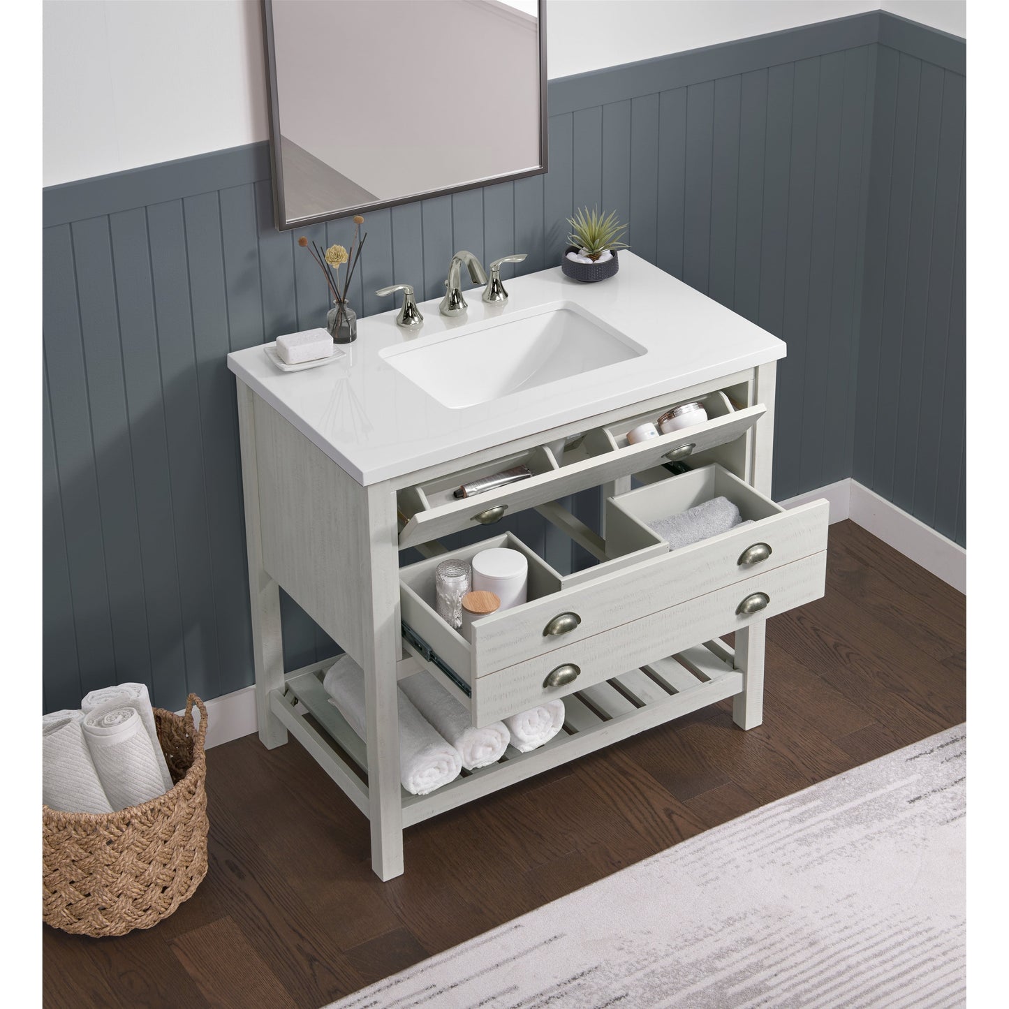Meuble-lavabo simple de style ferme Monterey 37 avec dessus
