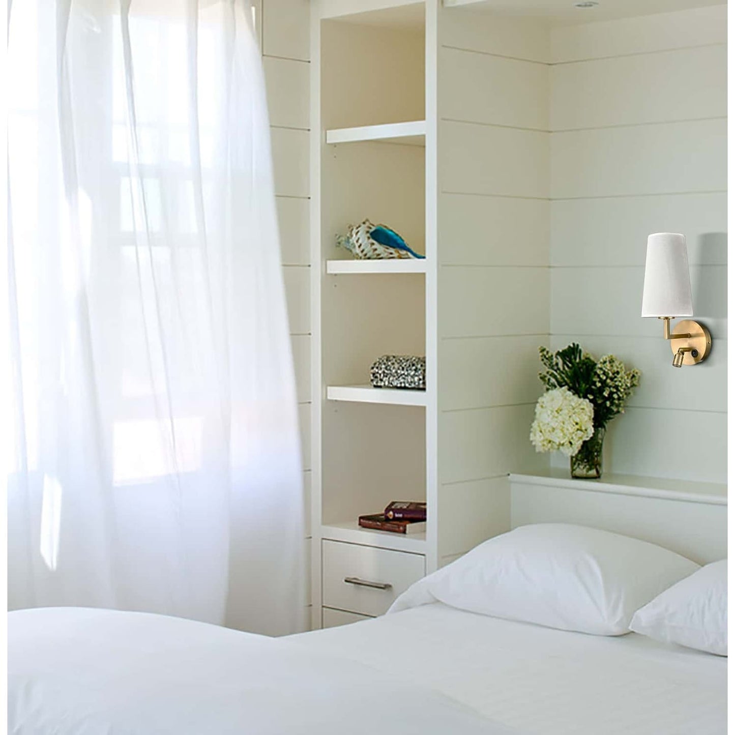 Lot de 2 appliques murales Morbihan en tissu avec port USB et interrupteur