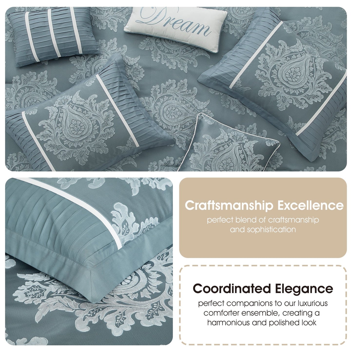 Ensemble de couette traditionnelle damassée Nanshing Tiana 7 pièces