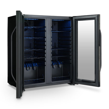 Réfrigérateur à vin et boissons Newair, 18 bouteilles et 59 canettes, deux zones de température, autonome, contrôle numérique de la température