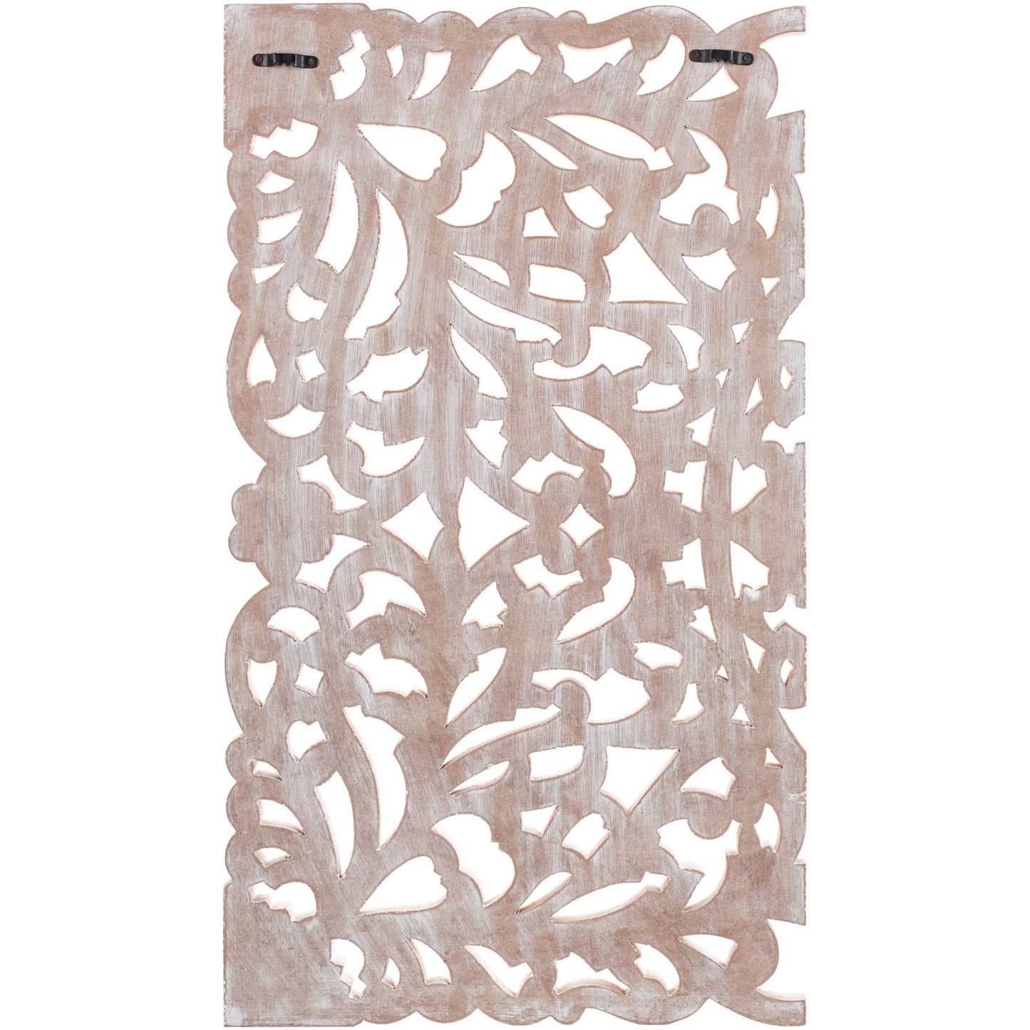 Décoration murale à 3 panneaux en bois naturel sculpté à la main Norma Floral 48 x 28 pouces