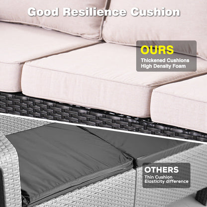 Ensemble de 8 chaises pivotantes en osier pour patio OVIOS