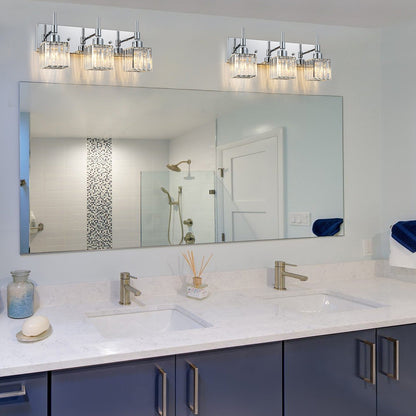 Luminaires de salle de bain en cristal à intensité variable Ora Modern sur miroir Glam Vanity Lights