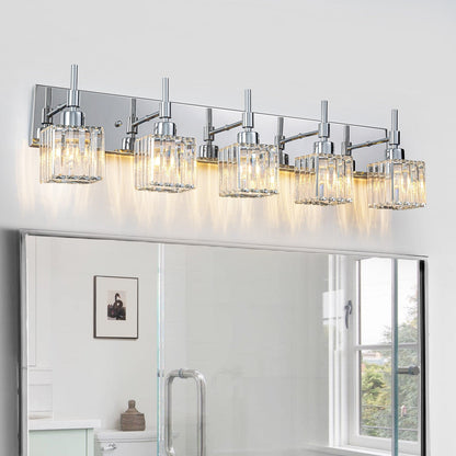 Luminaires de salle de bain en cristal à intensité variable Ora Modern sur miroir Glam Vanity Lights