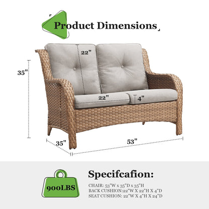 Ensemble de canapés d'extérieur en osier Gymojoy avec causeuse et canapé en rotin