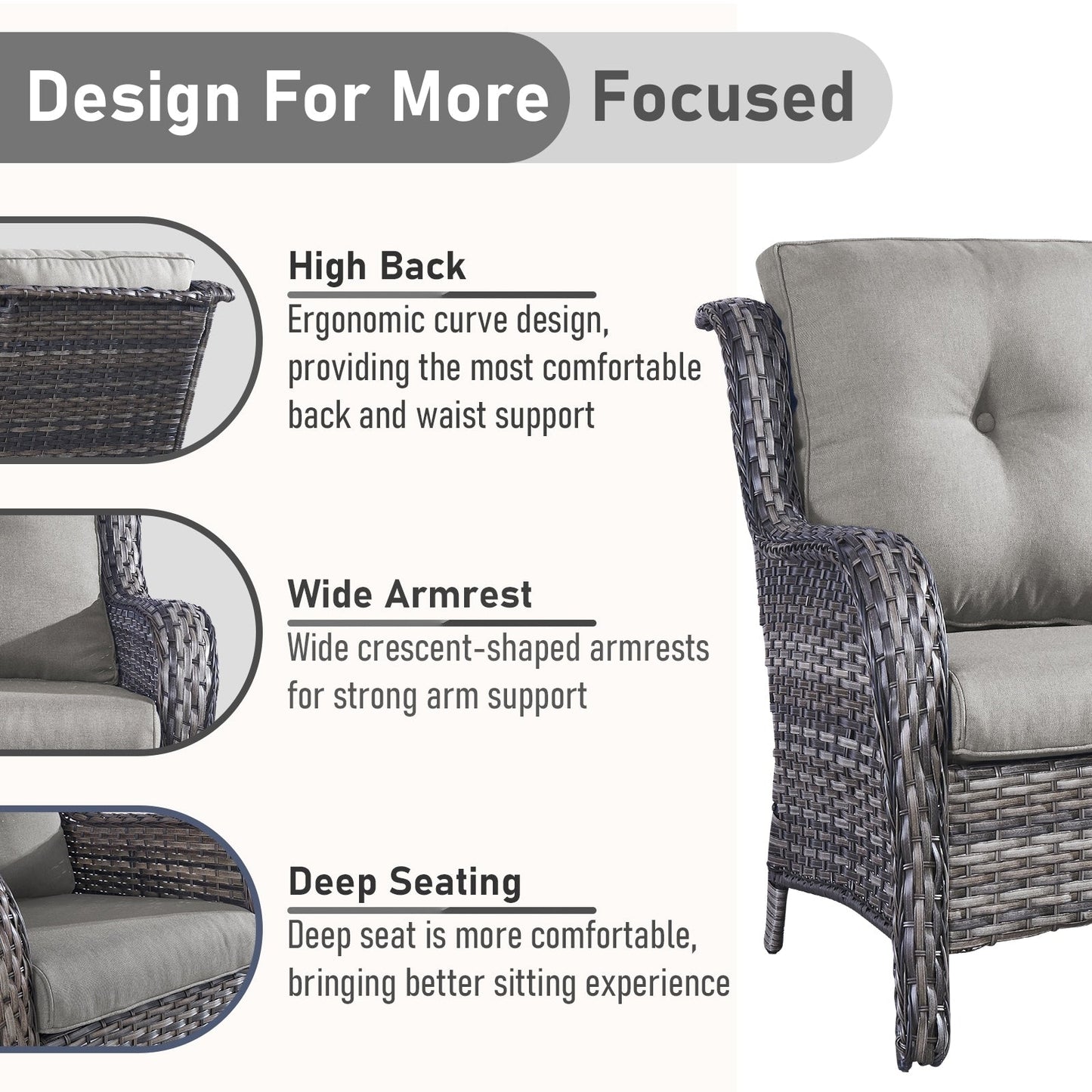 Ensemble de canapés d'extérieur en osier Gymojoy avec causeuse et canapé en rotin