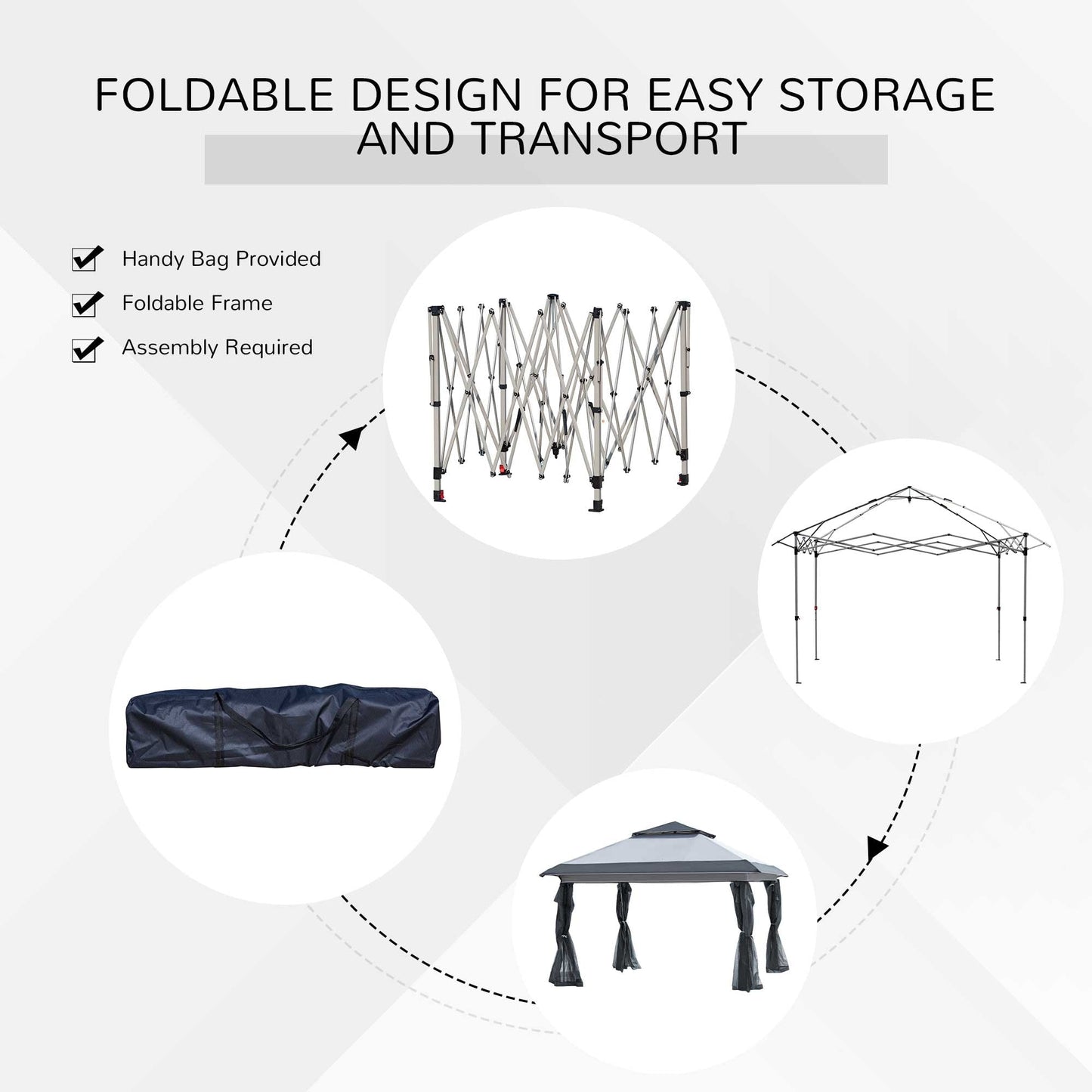 Outsunny 12' x 12' Pop Up Canopy Sun Shade Tente instantanée pliable avec filet latéral en maille, hauteur réglable sur 3 niveaux