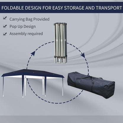 Auvent pop-up robuste Outsunny avec cadre robuste, toit anti-UV et sac de transport pour terrasse, jardin, plage et arrière-cour