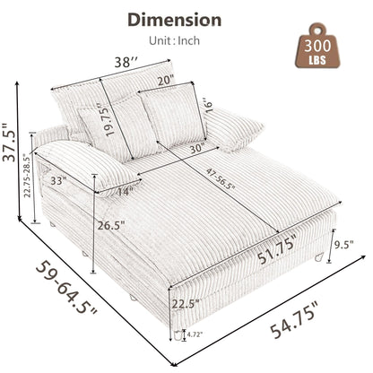 Canapé-lit surdimensionné en velours côtelé moelleux et réglable
