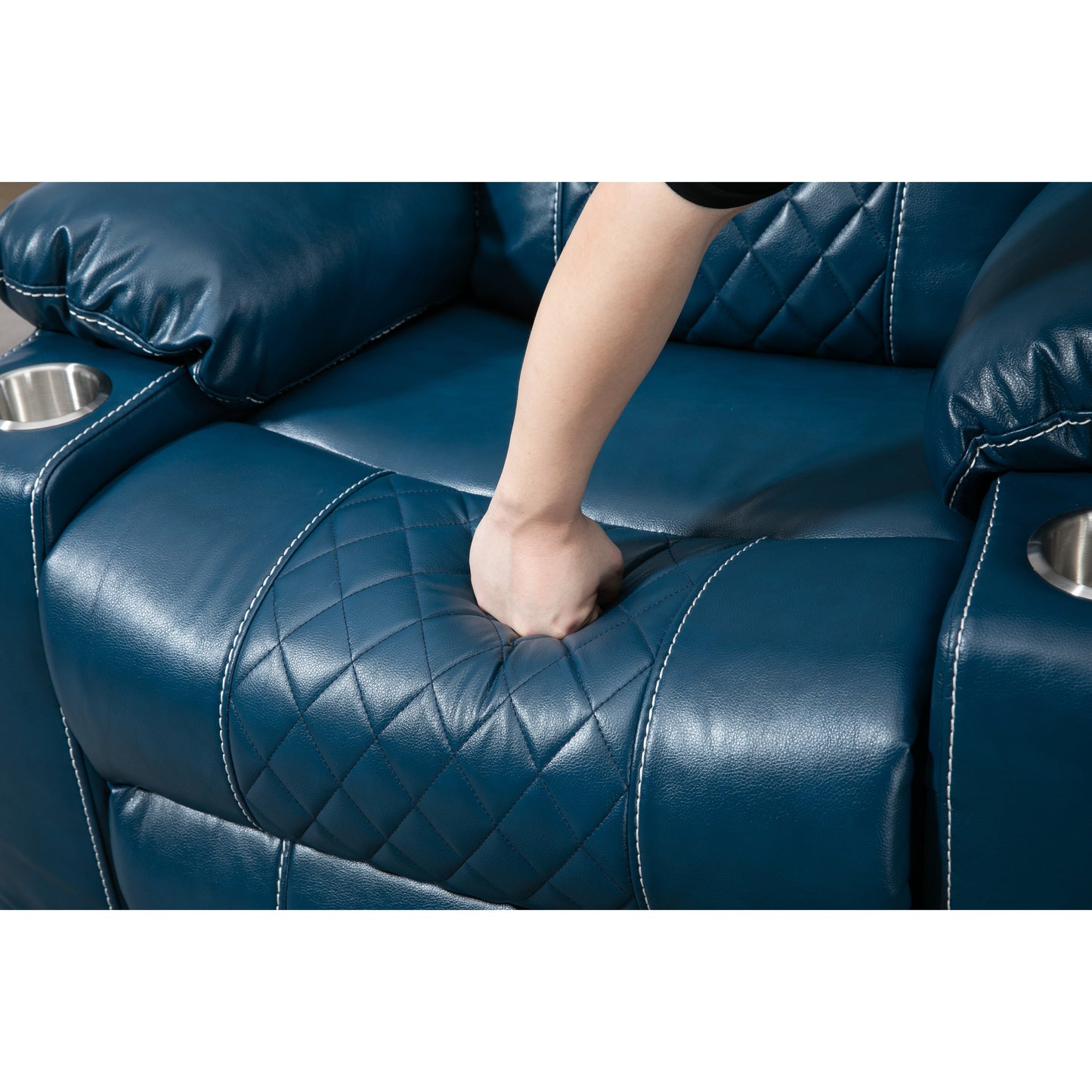 Fauteuil inclinable électrique surdimensionné en cuir PU avec massage, chauffage lombaire, porte-gobelet, position à plat à 180°
