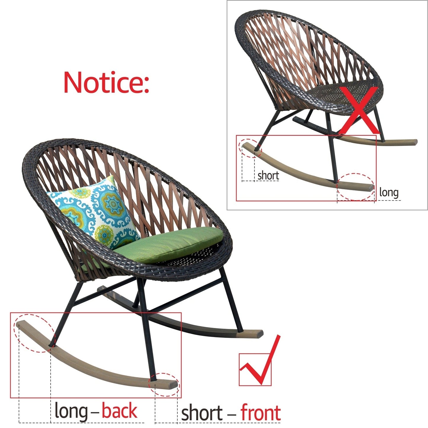 Ensemble bistrot OVIOS 3 pièces avec chaises à bascule et table basse en verre