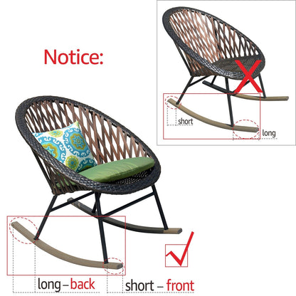 Ensemble bistrot OVIOS 3 pièces avec chaises à bascule et table basse en verre