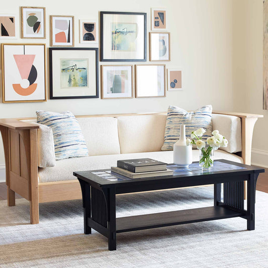 Table basse avec plateau en carrelage