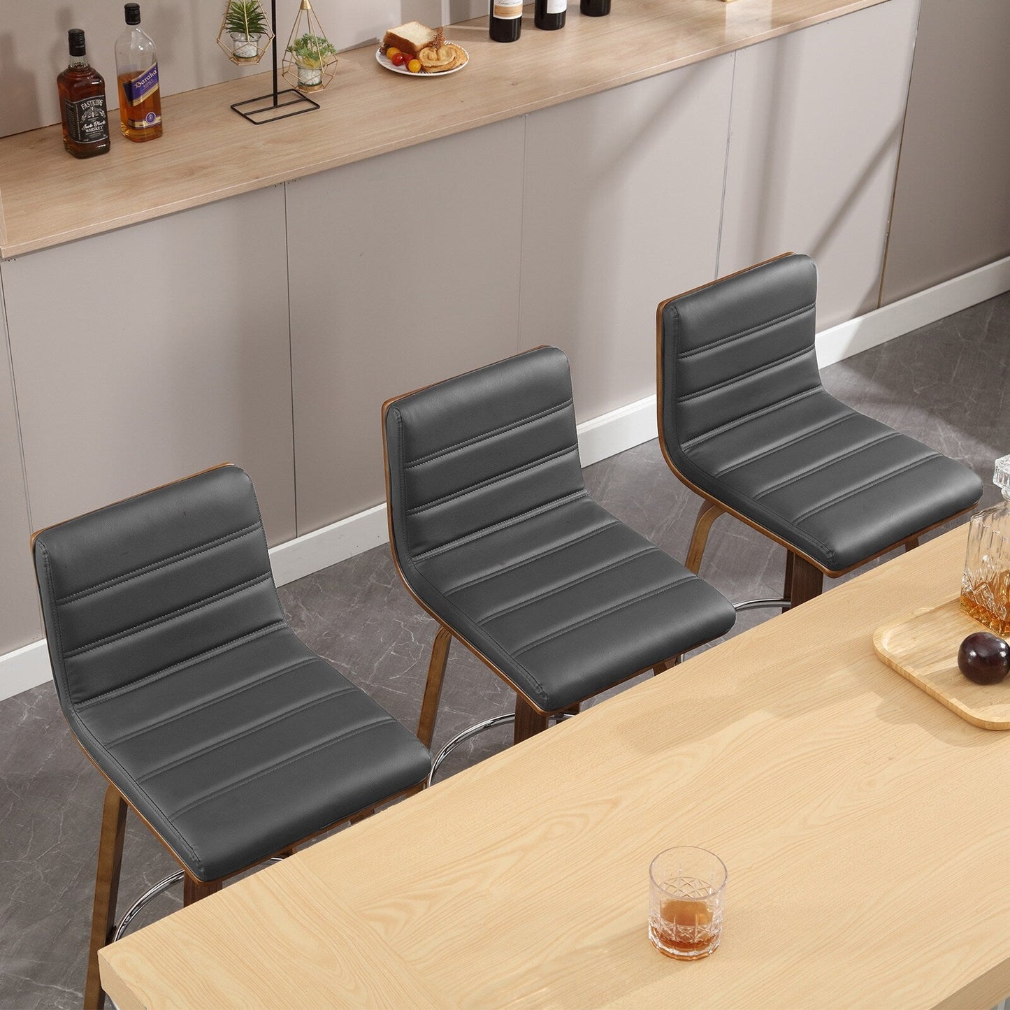 Tabourets de bar/comptoir pivotants en similicuir 26/29, lot de 2/3