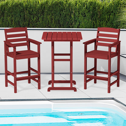 Ensemble de 3 chaises hautes Adirondack en plastique pour patio