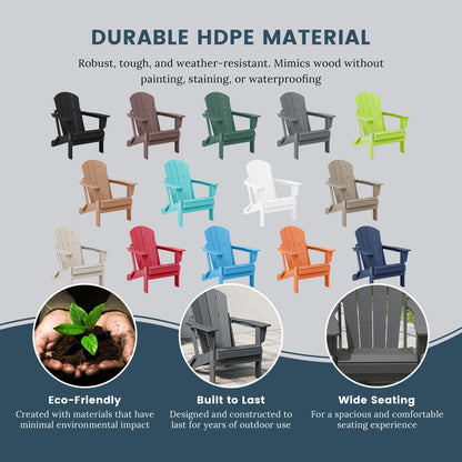 Chaise pliante Adirondack Polytrends Laguna résistante à la décoloration et aux intempéries pour patio extérieur