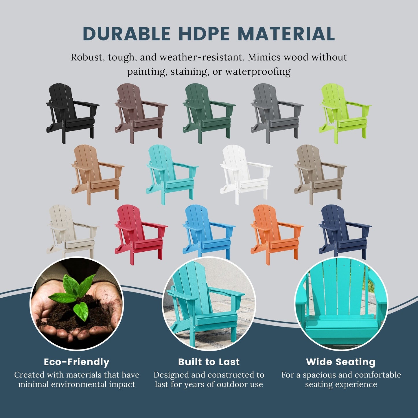 Chaises pliantes Adirondack Polytrends Laguna résistantes aux intempéries (lot de 2)