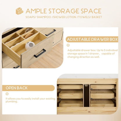 Meuble-lavabo Porto avec dessus en quartz blanc sans miroir